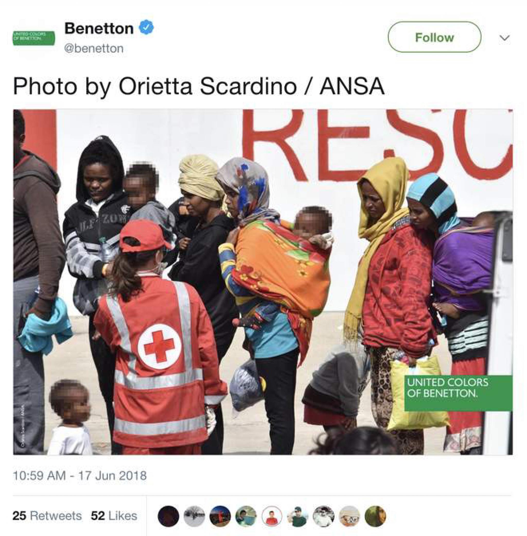 Photos refugees advertise Benetton