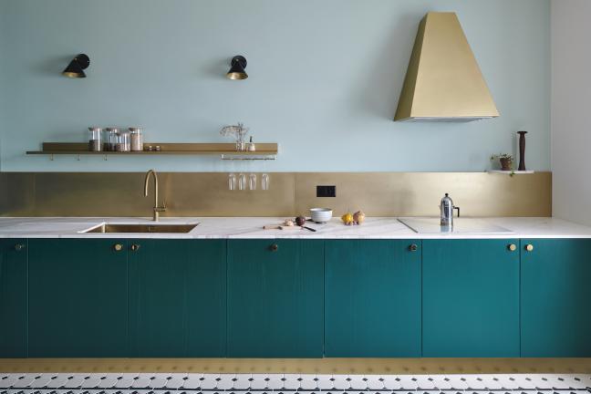 Turquoise kitchen in Geneva