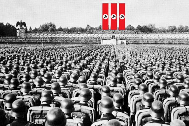 Logo for Trump with the history in the background