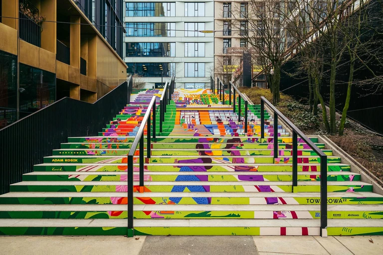 Nowa ilustracja Adama Kosika na najbardziej kolorowych schodach stolicy
