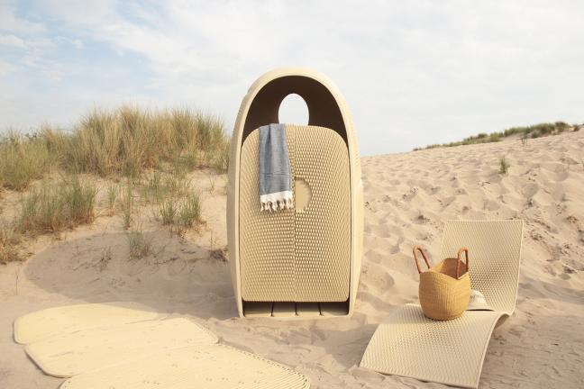 Beach furniture made of plastic reclaimed from the ocean